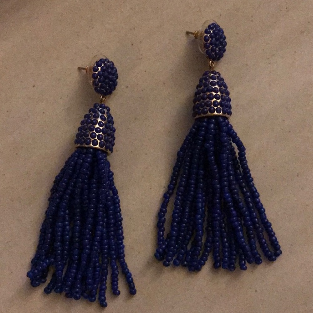 Original BaubleBar piñata tassel earrings in blue